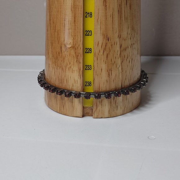 Large Dark Bangle With Purple Plastic Stones - Picture 6 of 7